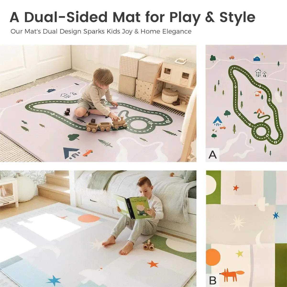 Tiny Land® Double-sided Baby Playmat Forest Track Wonder