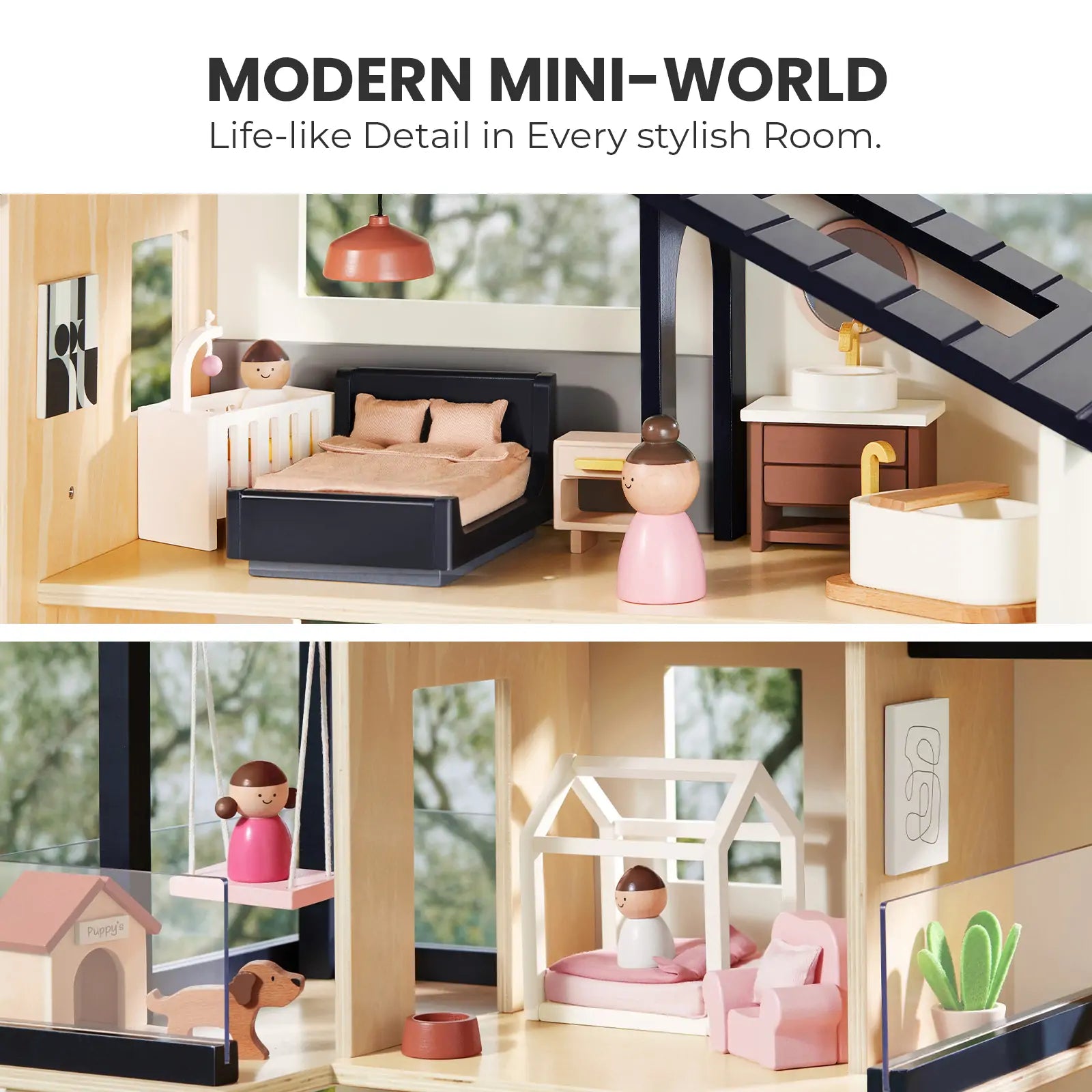 ® Sweetwood Edge Dollhouse & Wooden Dollhouse Garage