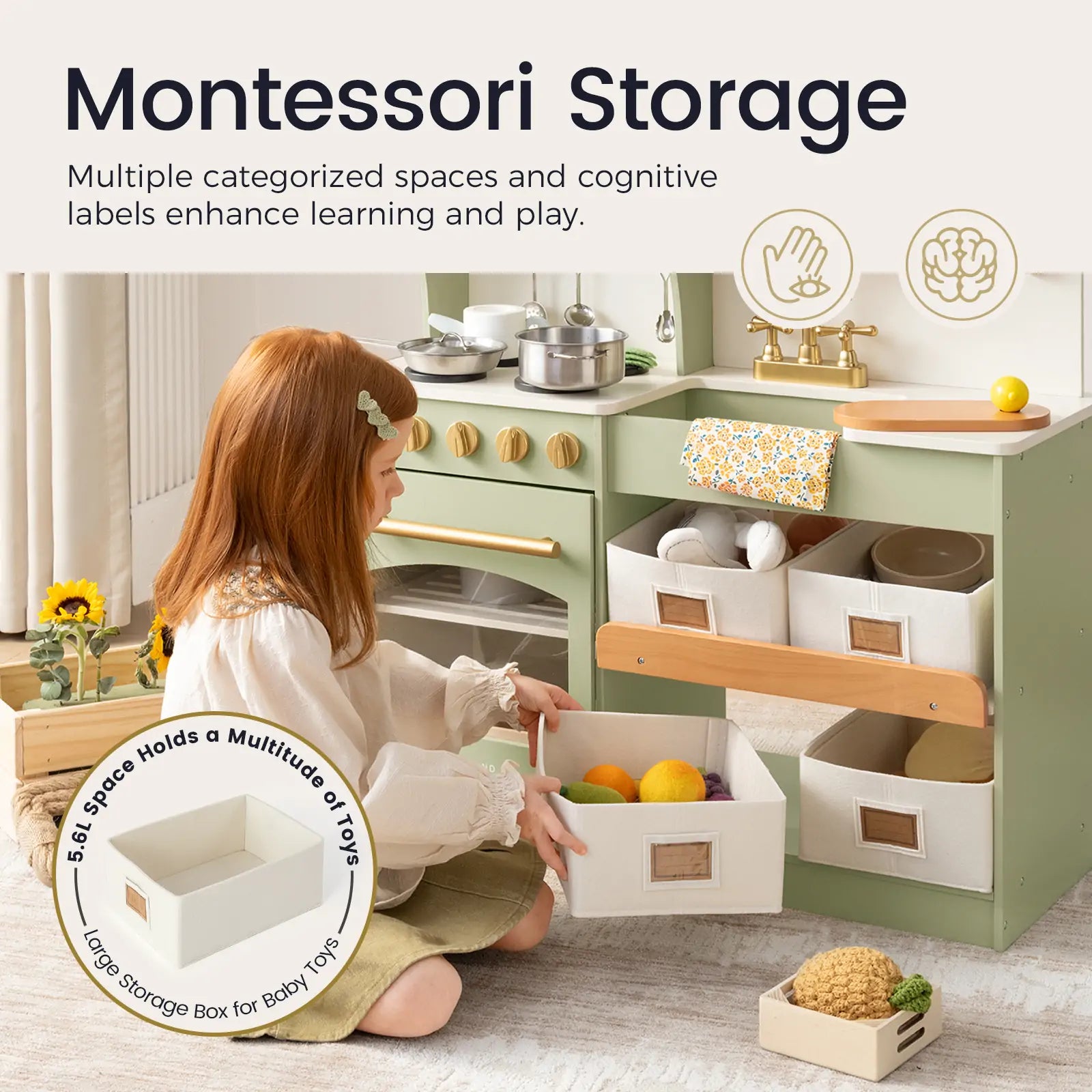 ® Wooden Play Kitchen With Storage For Creative Toddlers