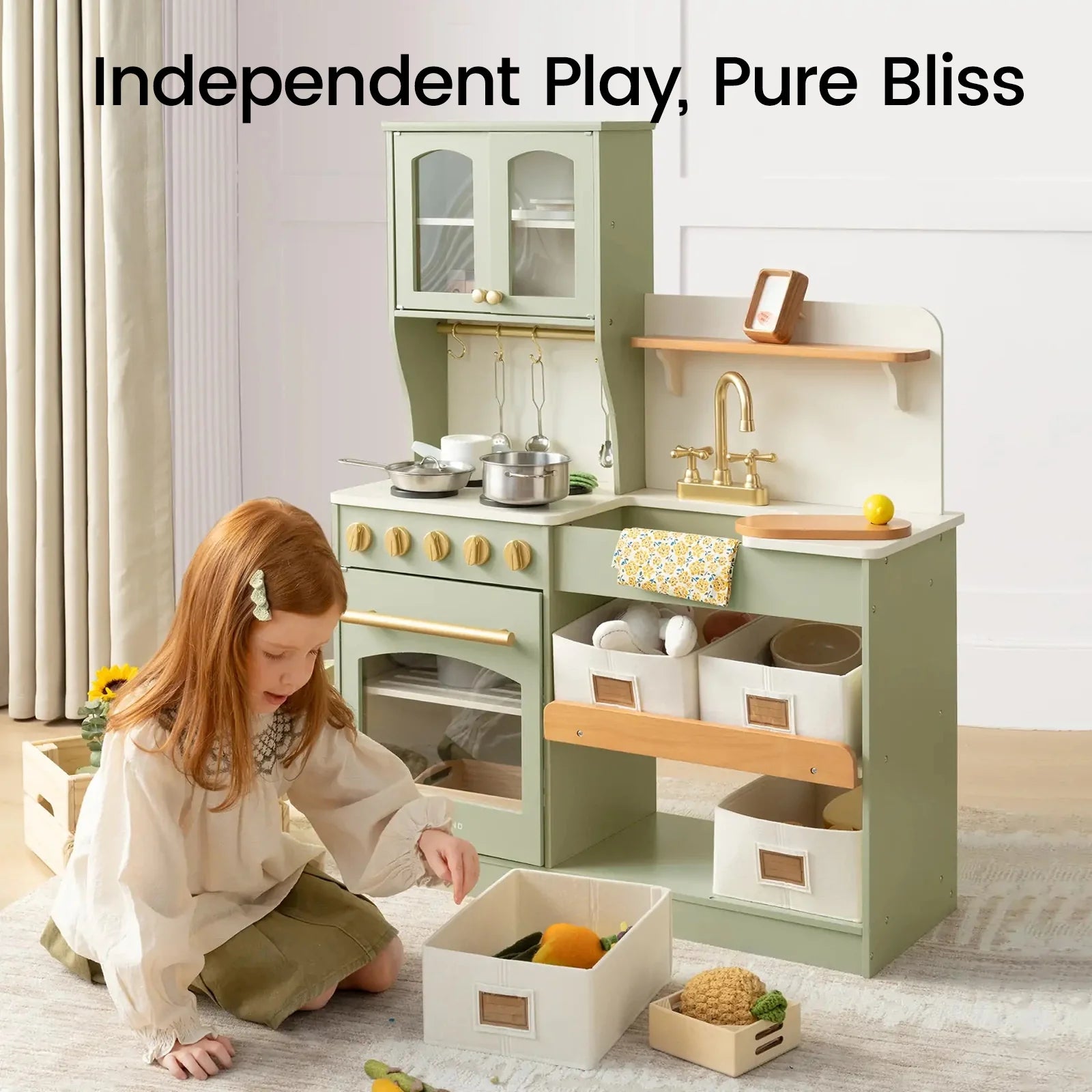 ® Wooden Play Kitchen With Storage For Creative Toddlers