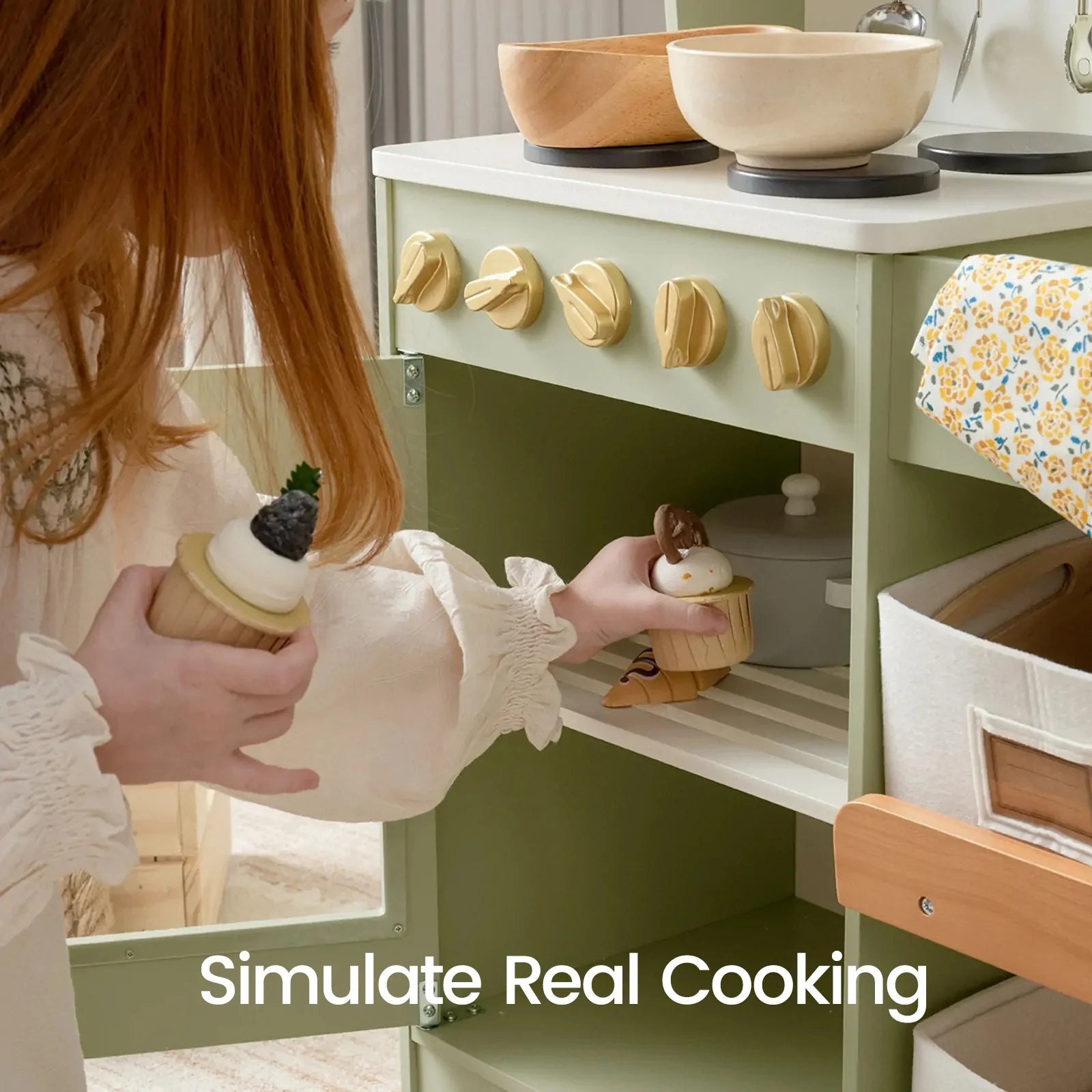 ® Wooden Play Kitchen With Storage For Creative Toddlers