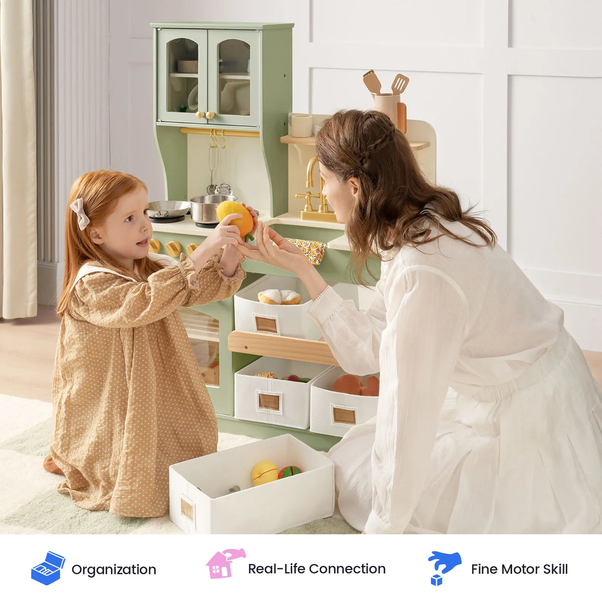 ® Wooden Play Kitchen With Storage For Creative Toddlers