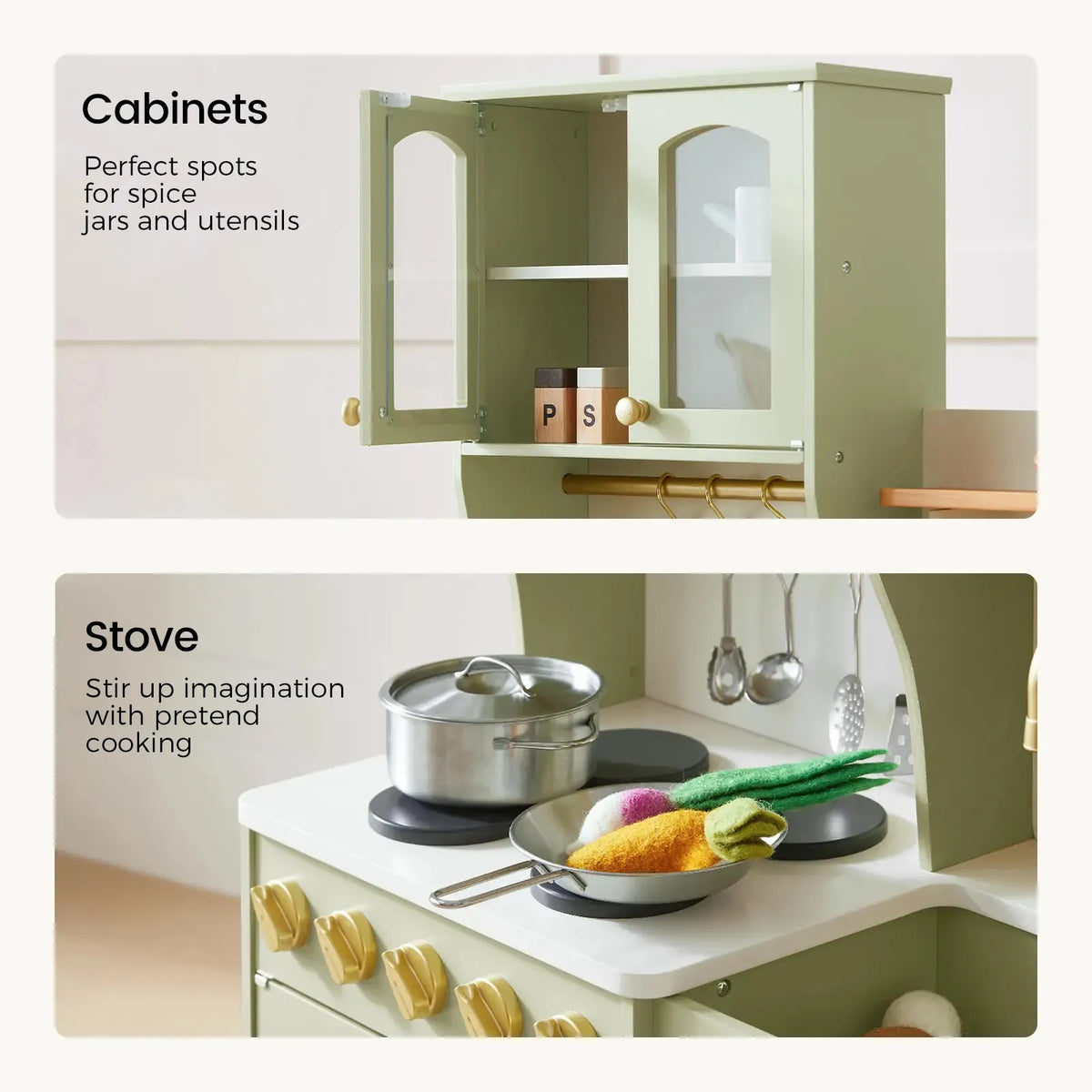 ® Wooden Play Kitchen With Storage For Creative Toddlers