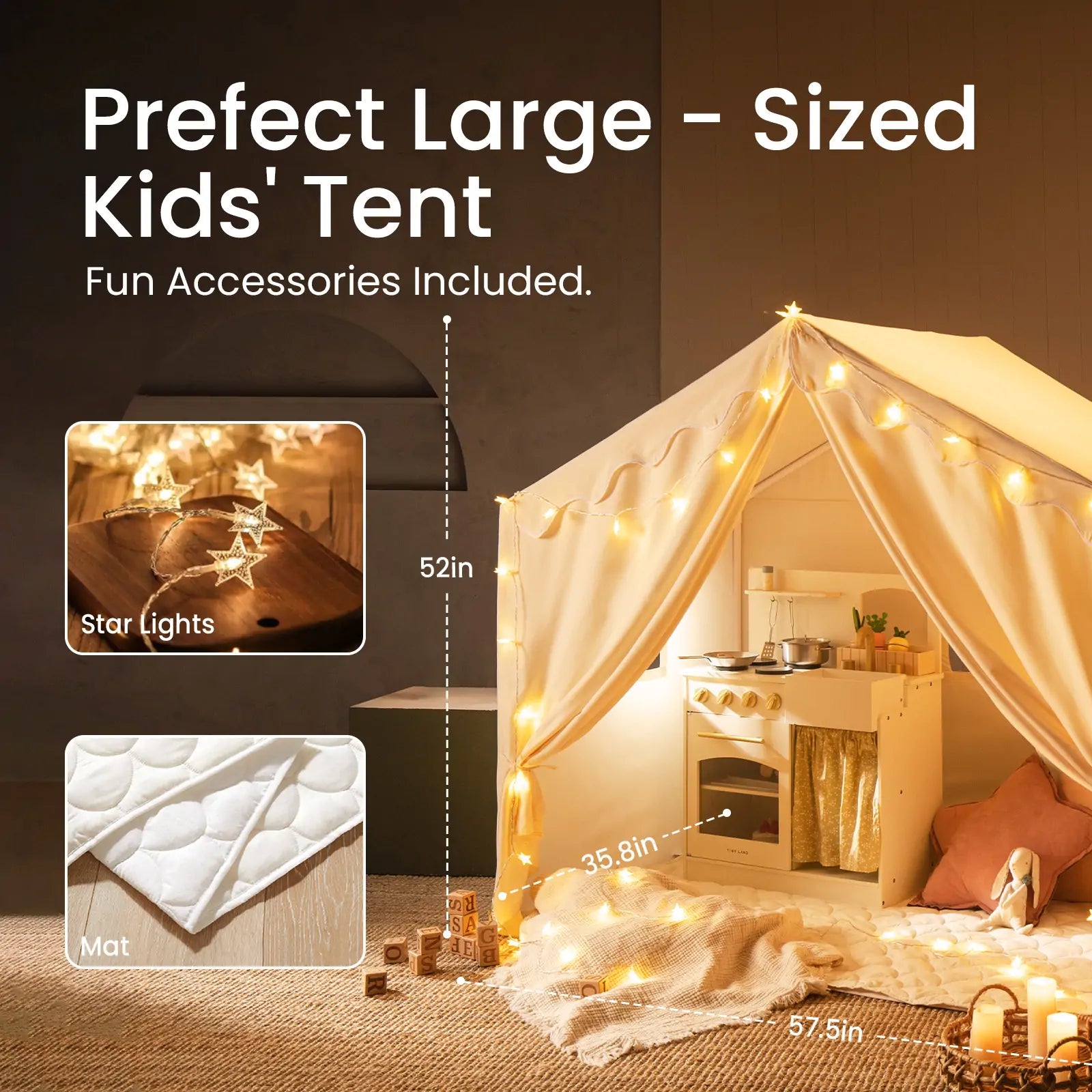 ® Kids Tent – Large Cozy Tent With Star Lights