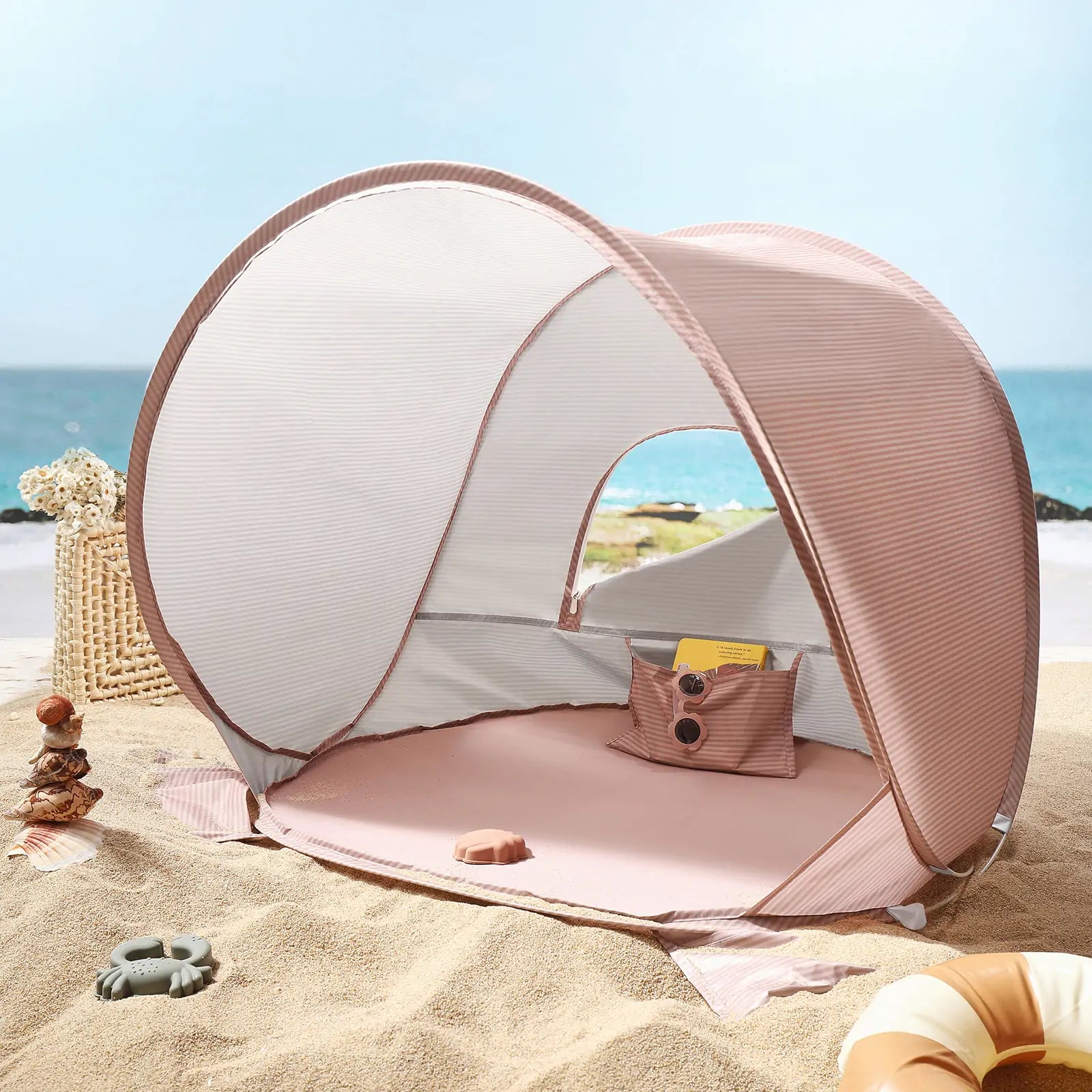 Tiny Land® Baby Beach Tent – Blush Pink Play Tent For Outdoor Fun