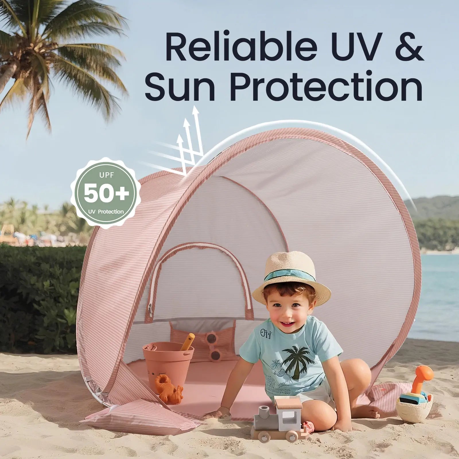 Tiny Land® Baby Beach Tent – Blush Pink Play Tent For Outdoor Fun