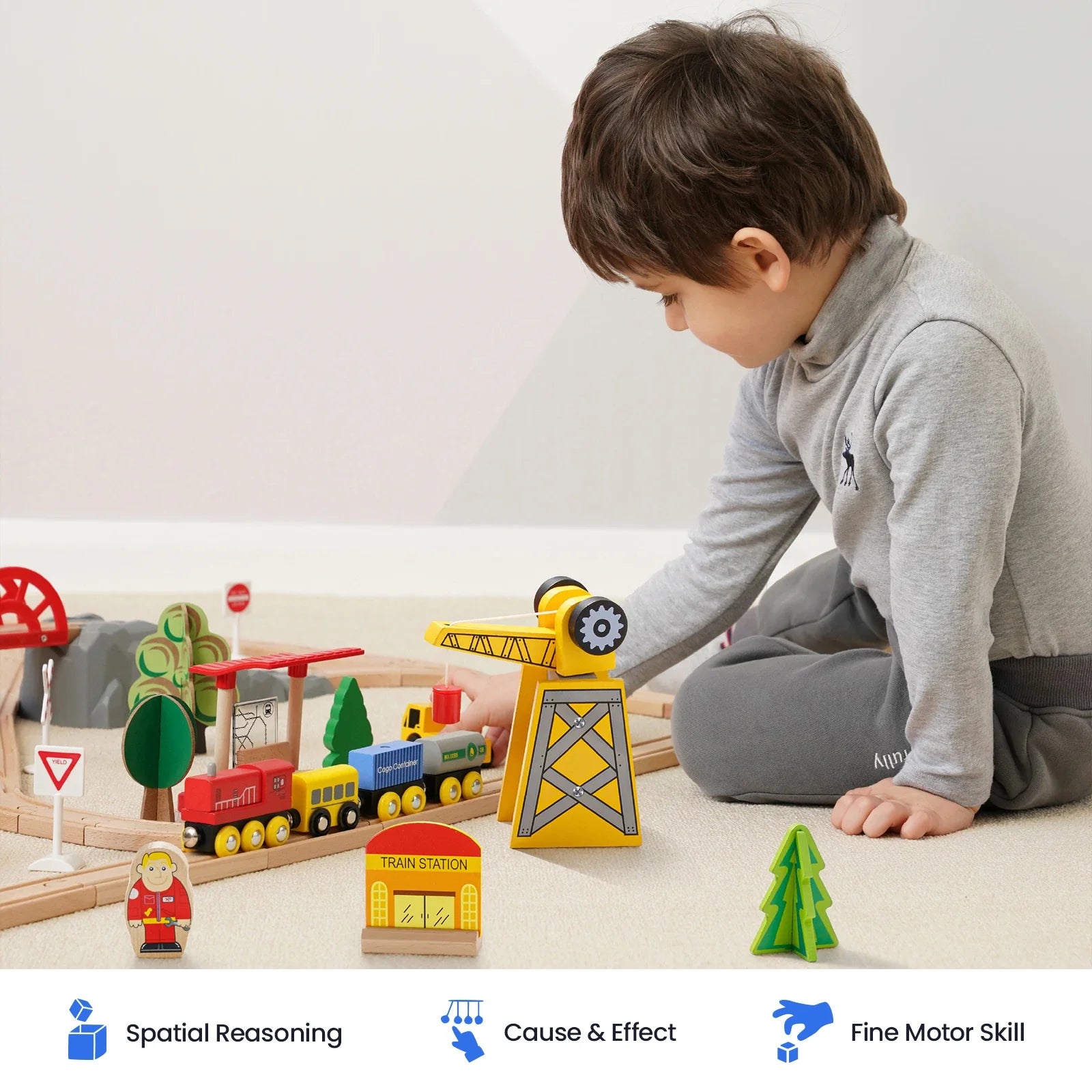 Tiny Land® Wooden Train Set For Children