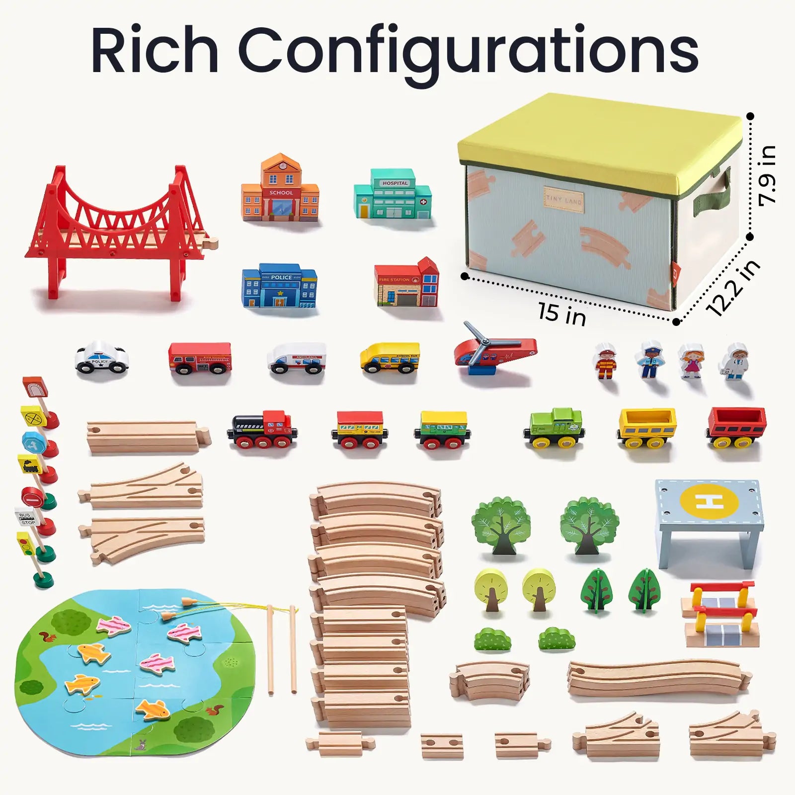 ® 110-piece Wooden Train Set With Folding Storage Box