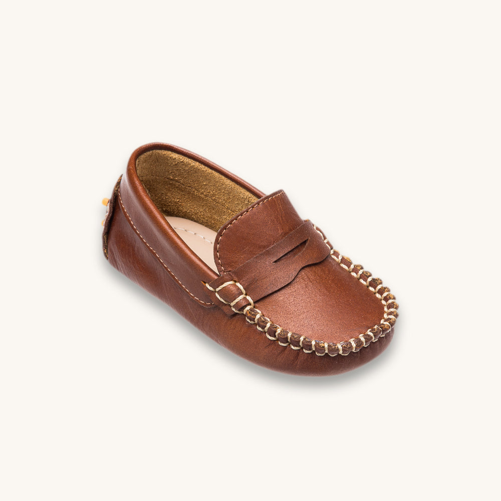 Toddler Logan Loafer | Natural Brown Leather