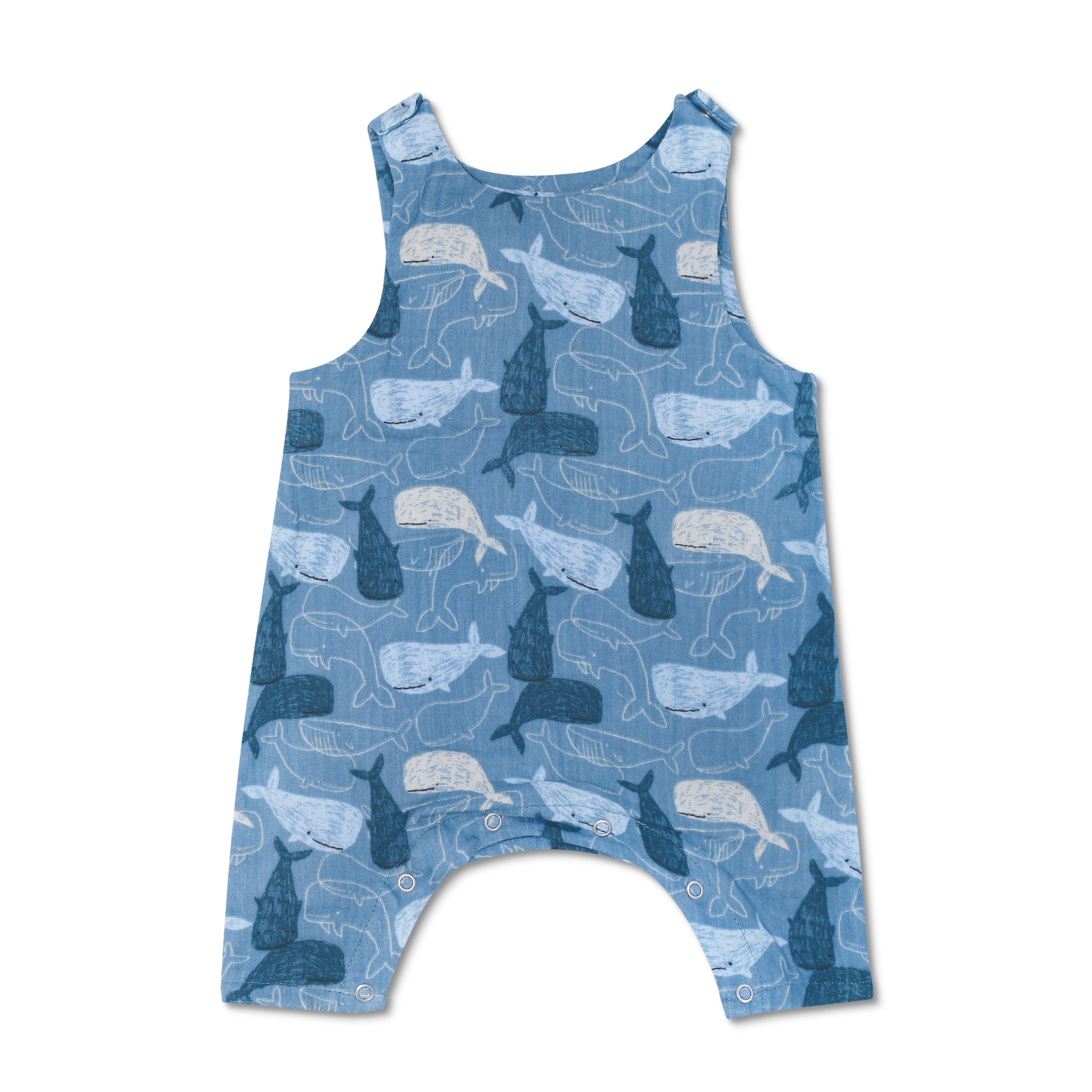 Muslin Snap Jumpsuit - Whale Tales
