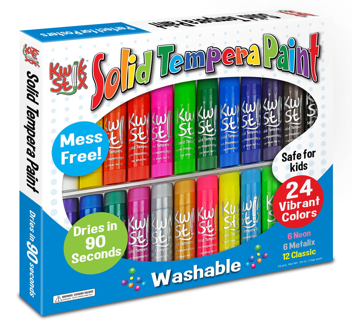 Kwik Stix Paint Sticks, Set Of 24: Classic, Neon & Metallic