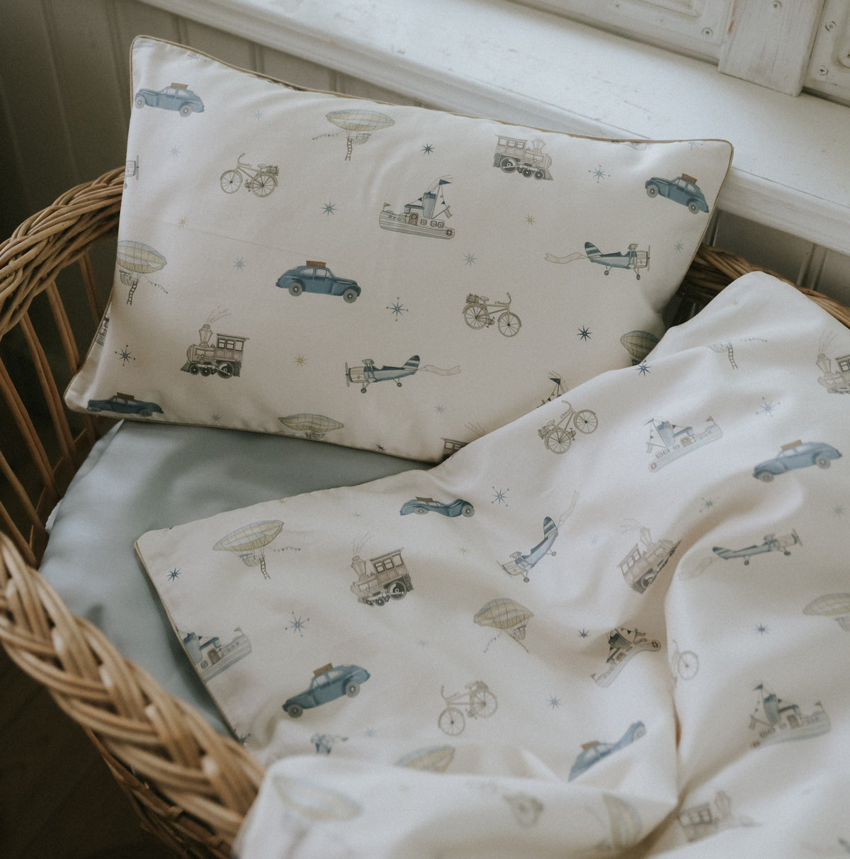 Transit Treasures Toddler Pillow - Blue