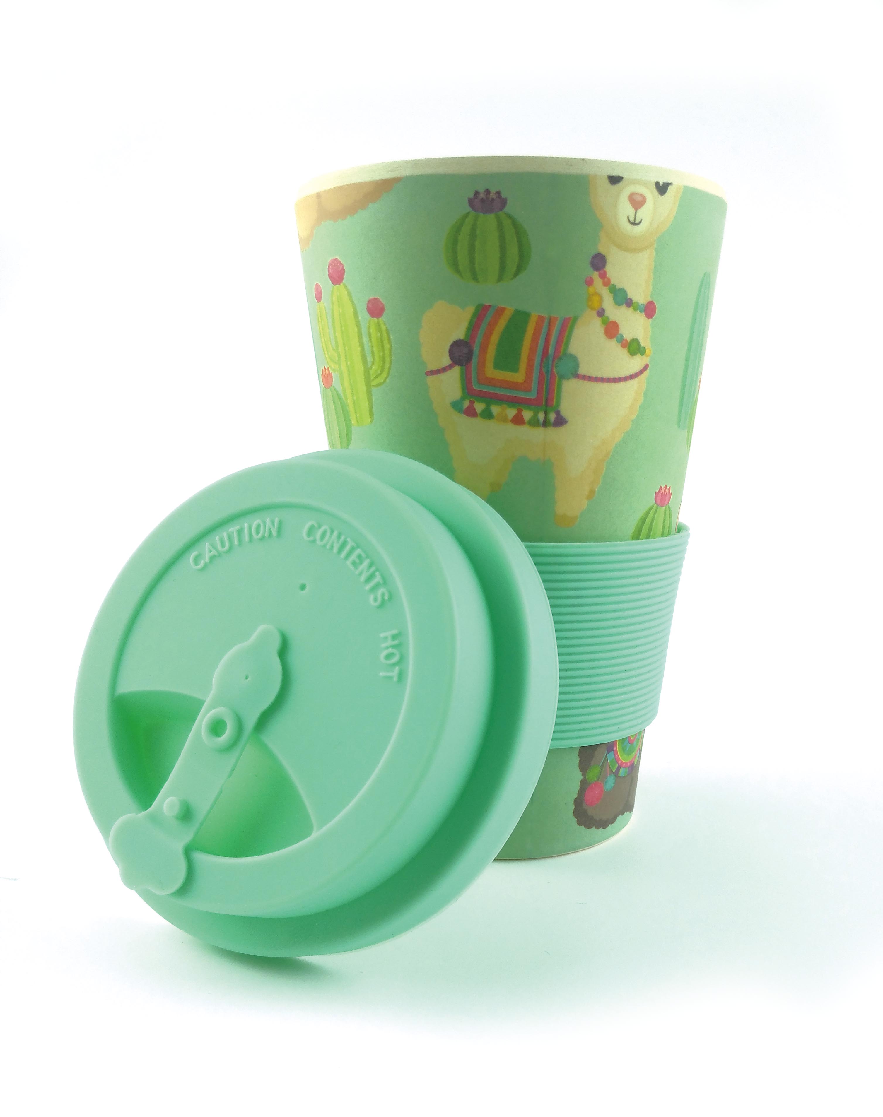 Eco-friendly Reusable Plant Fiber Travel Mug With Llama Alpaca Design