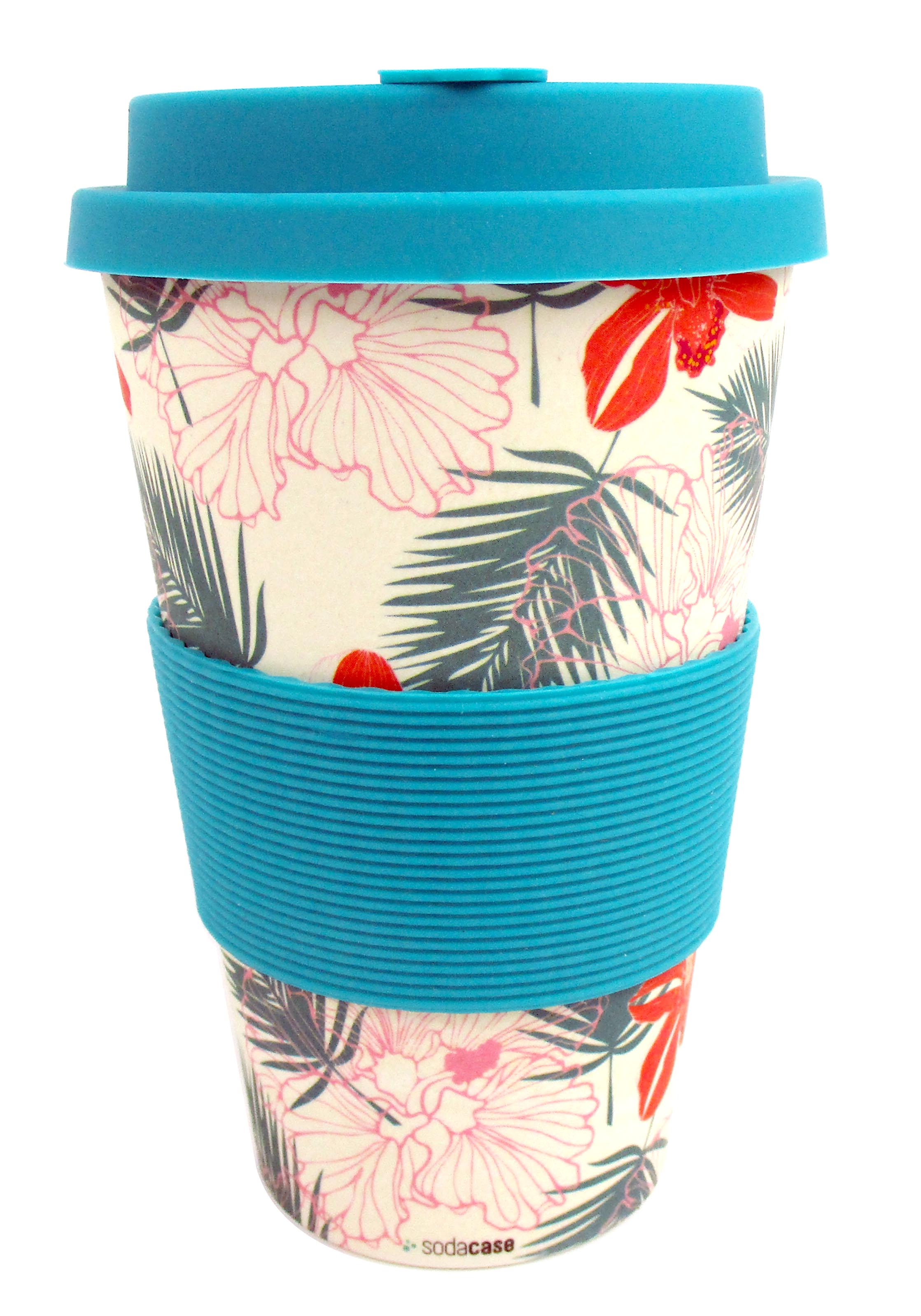 Eco-friendly Reusable Plant Fiber Travel Mug With Tropical Paradise Design