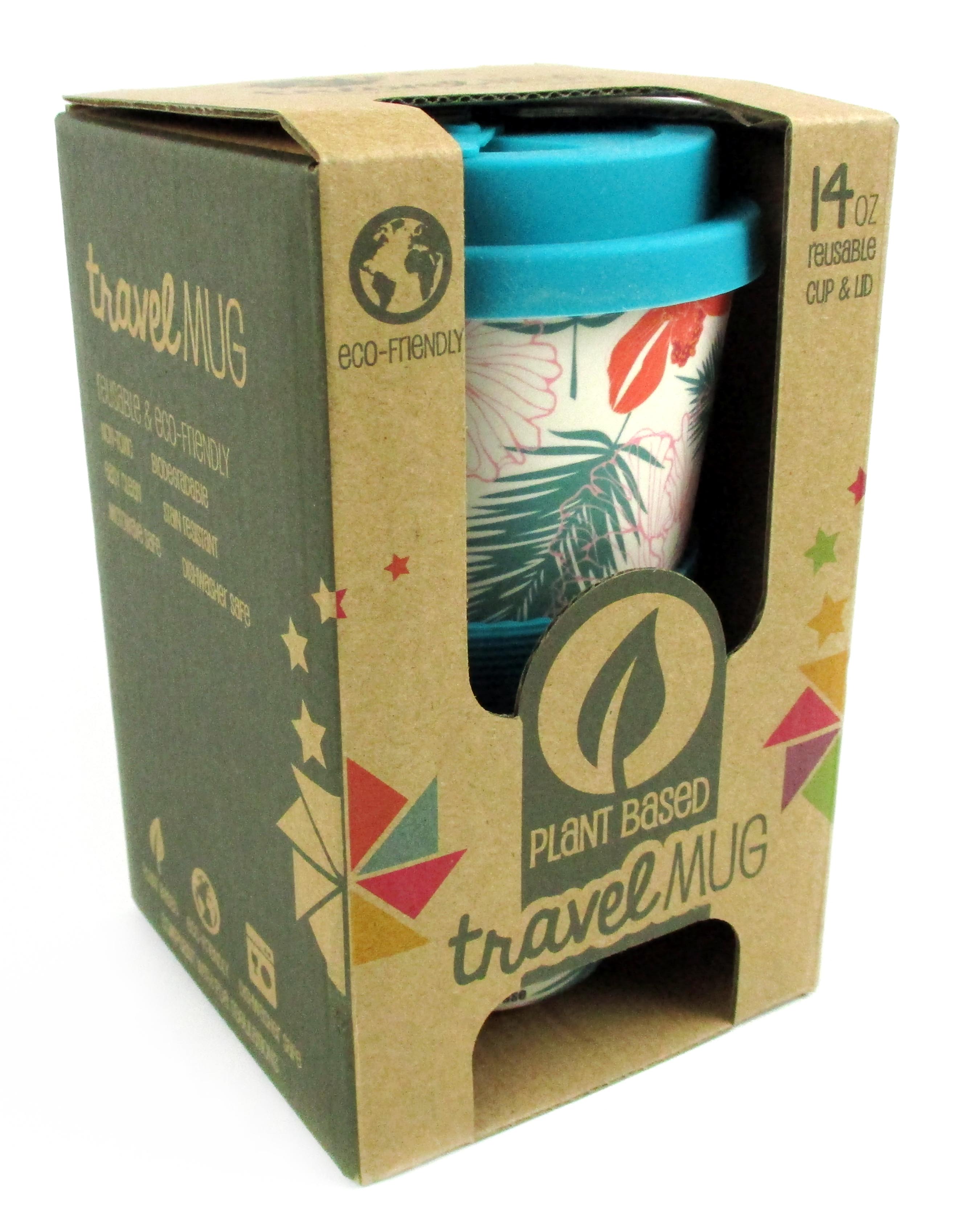 Eco-friendly Reusable Plant Fiber Travel Mug With Tropical Paradise Design