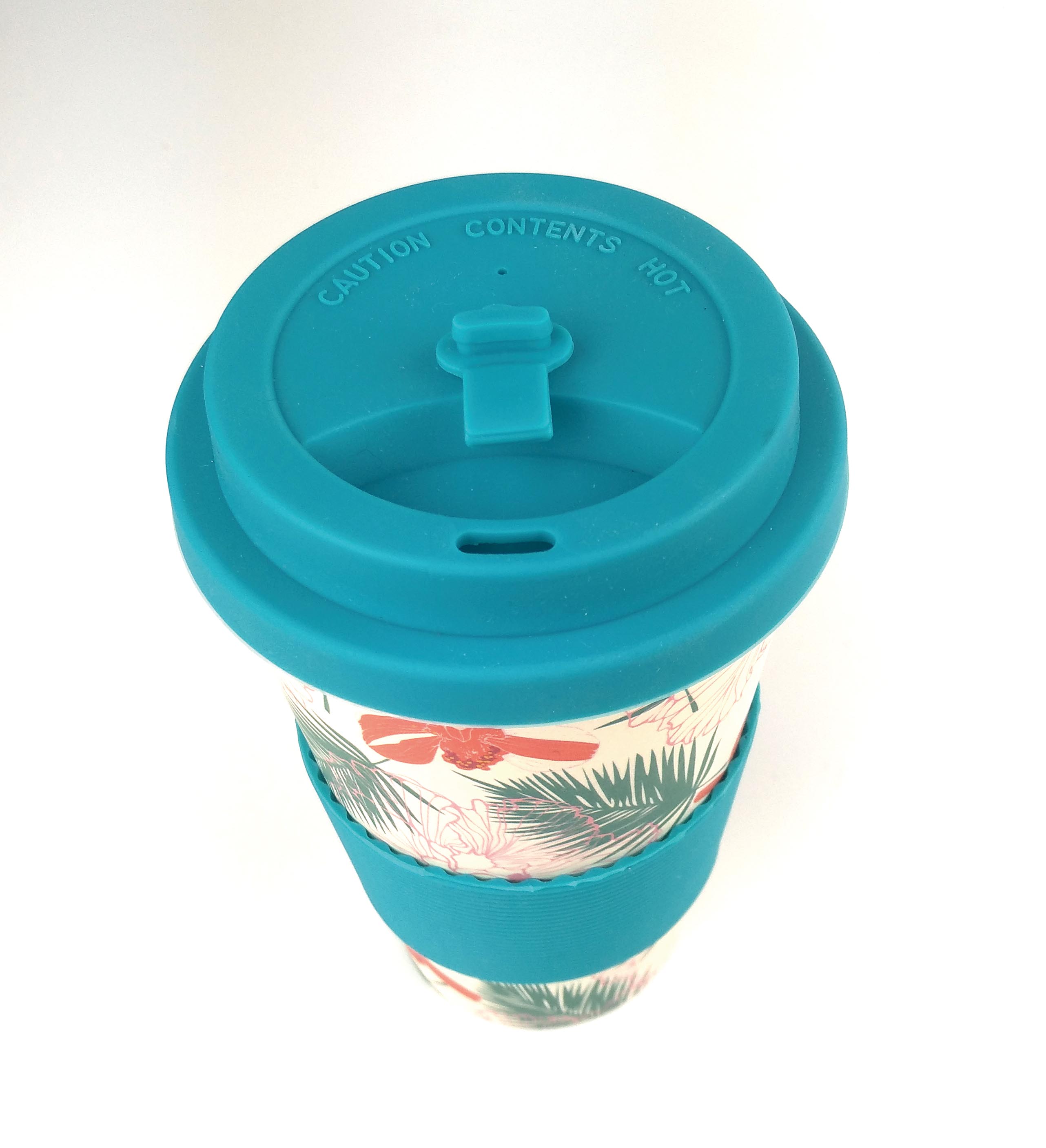 Eco-friendly Reusable Plant Fiber Travel Mug With Tropical Paradise Design
