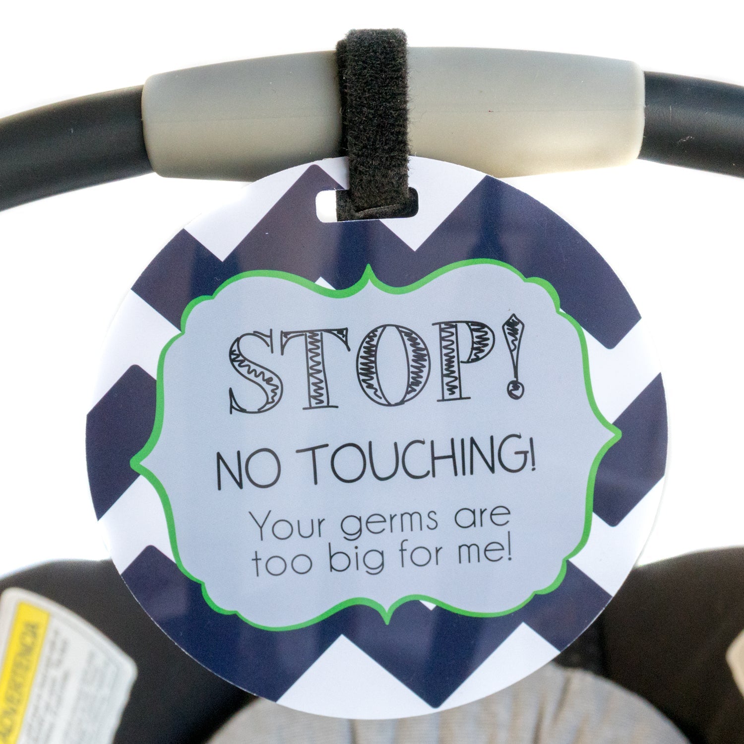Stop No Touching Boy Car Seat Sign Tag