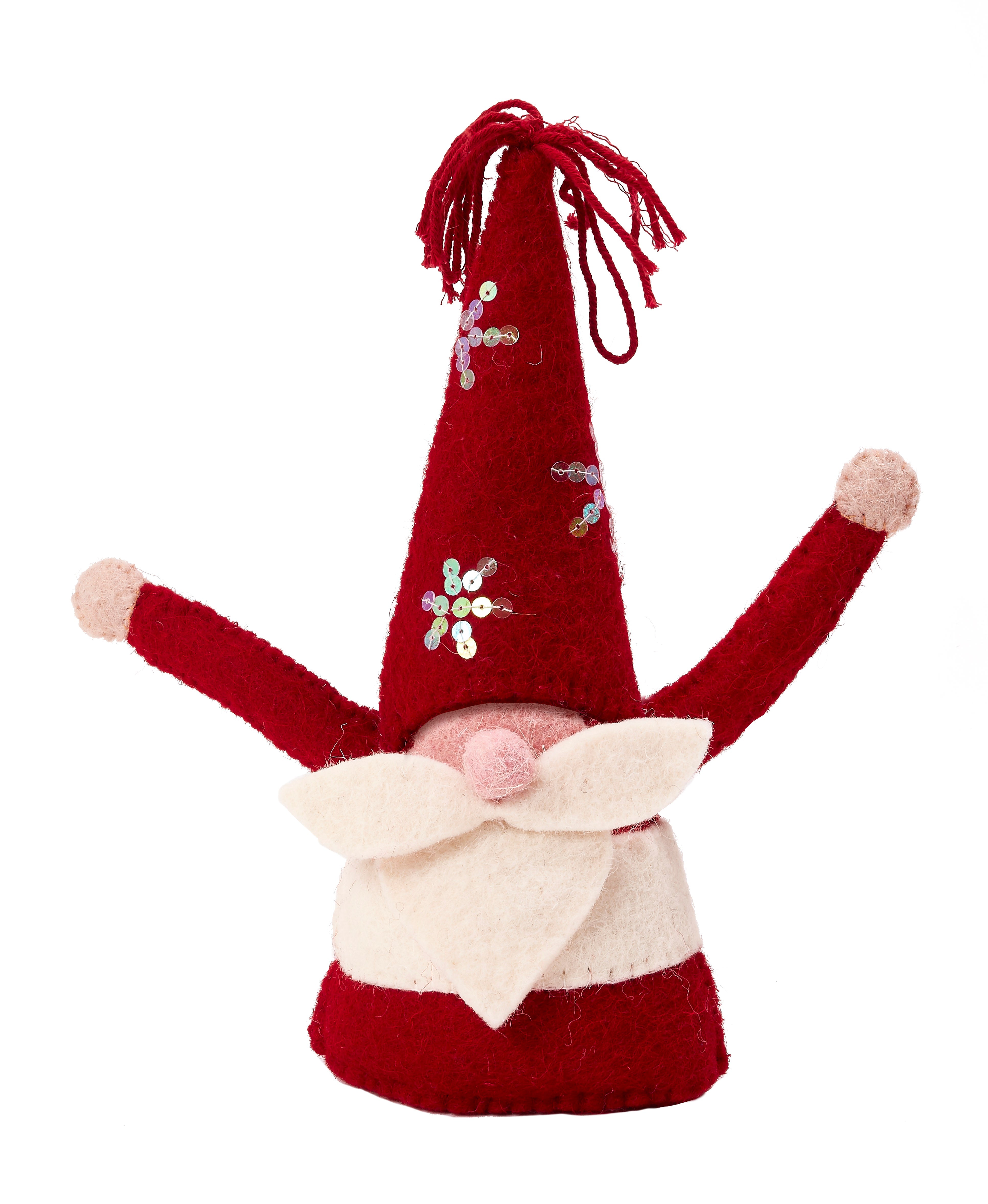 Handmade Christmas Gnome Figurine In Hand Felted Wool