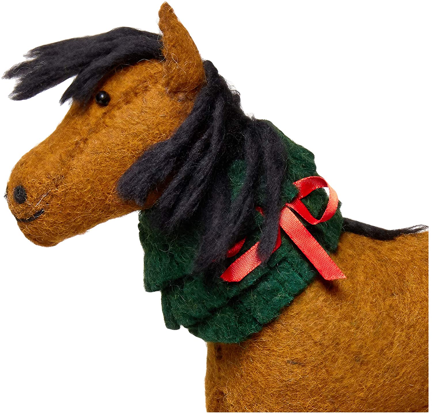 Handmade Hand Felted Wool Christmas Tree Topper - Horse With Wreath