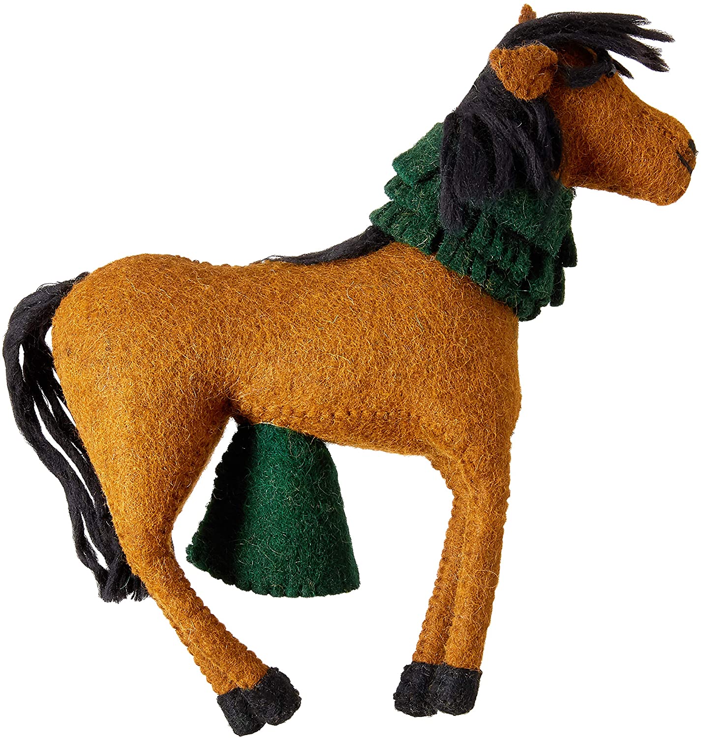 Handmade Hand Felted Wool Christmas Tree Topper - Horse With Wreath