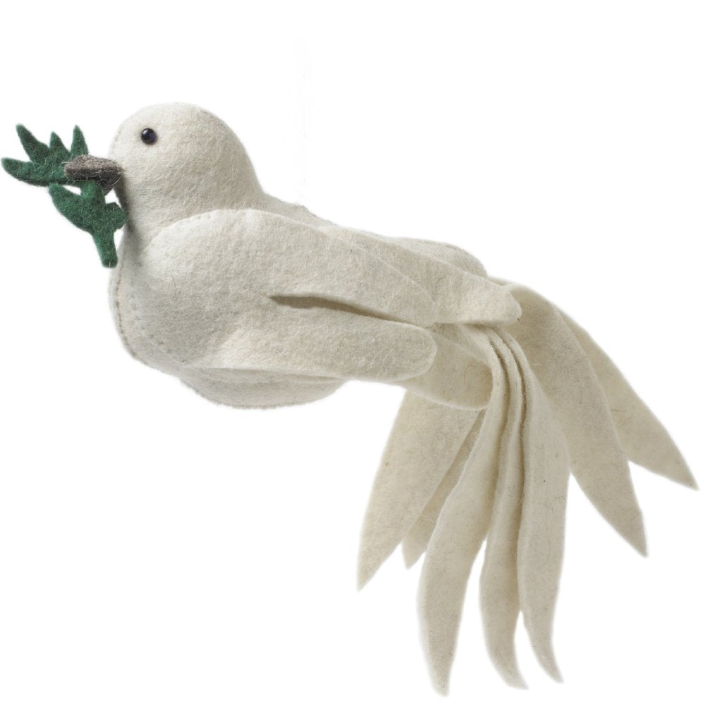 Handmade Hand Felted Wool Christmas Tree Topper - Dove