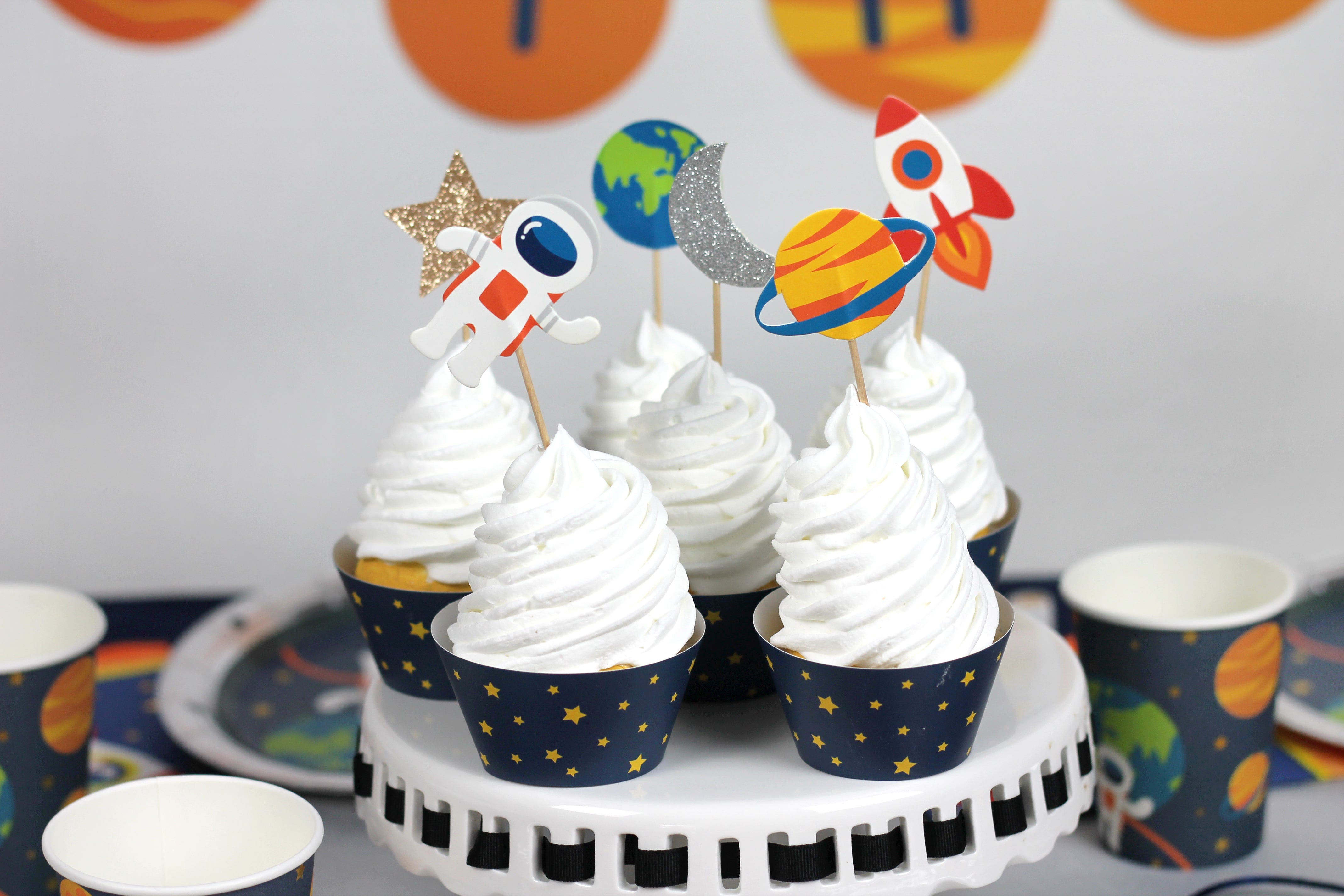 Space Cupcake Toppers & Wrappers, 12 Ct