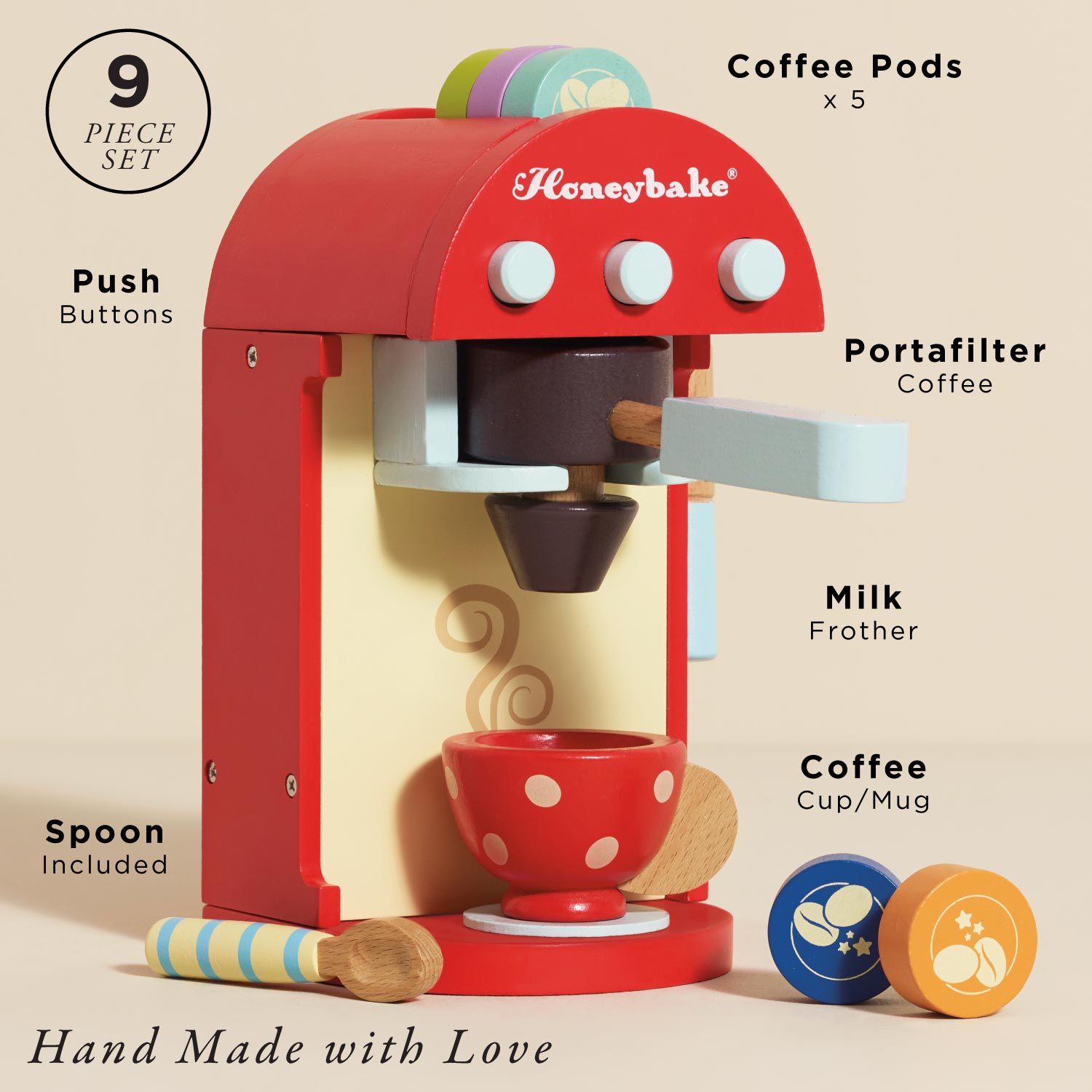Wooden Toy Coffee Machine & Cup