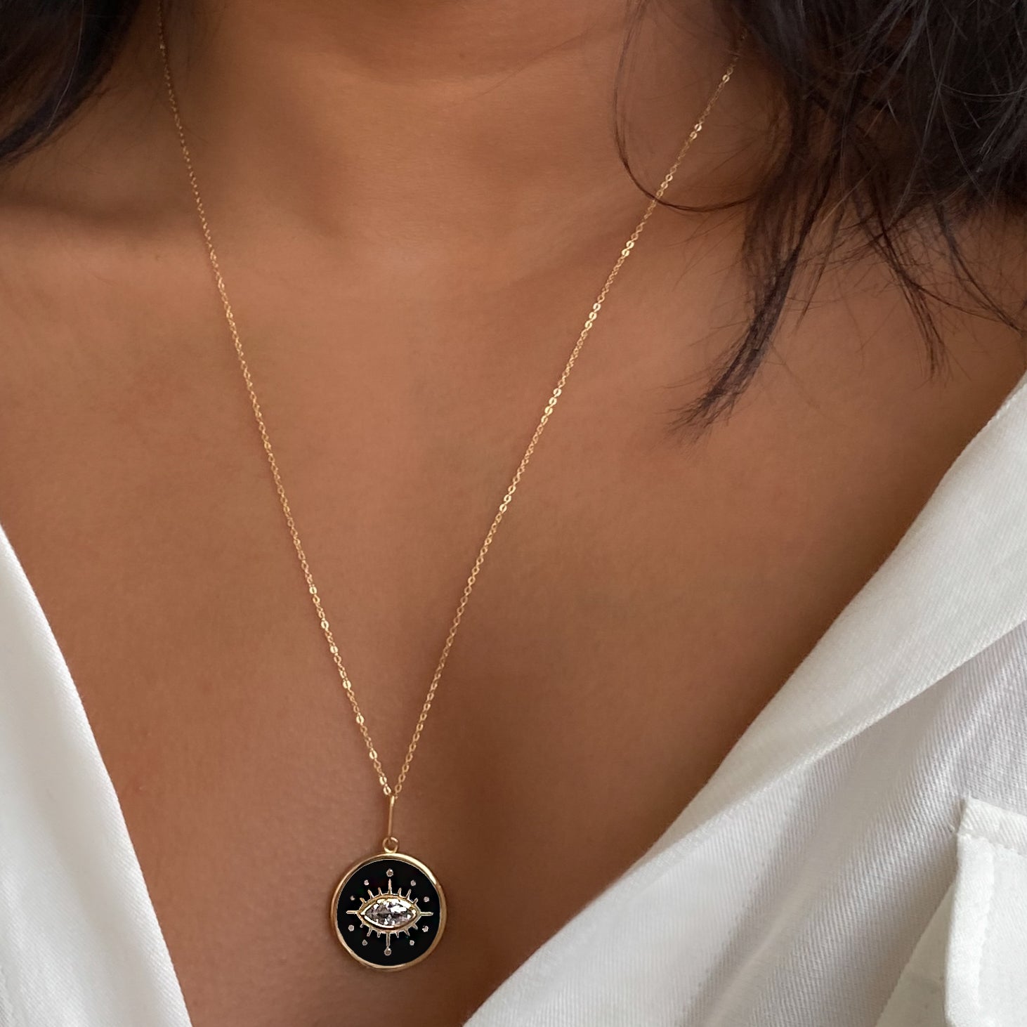 Talisman Black Enamel Necklace