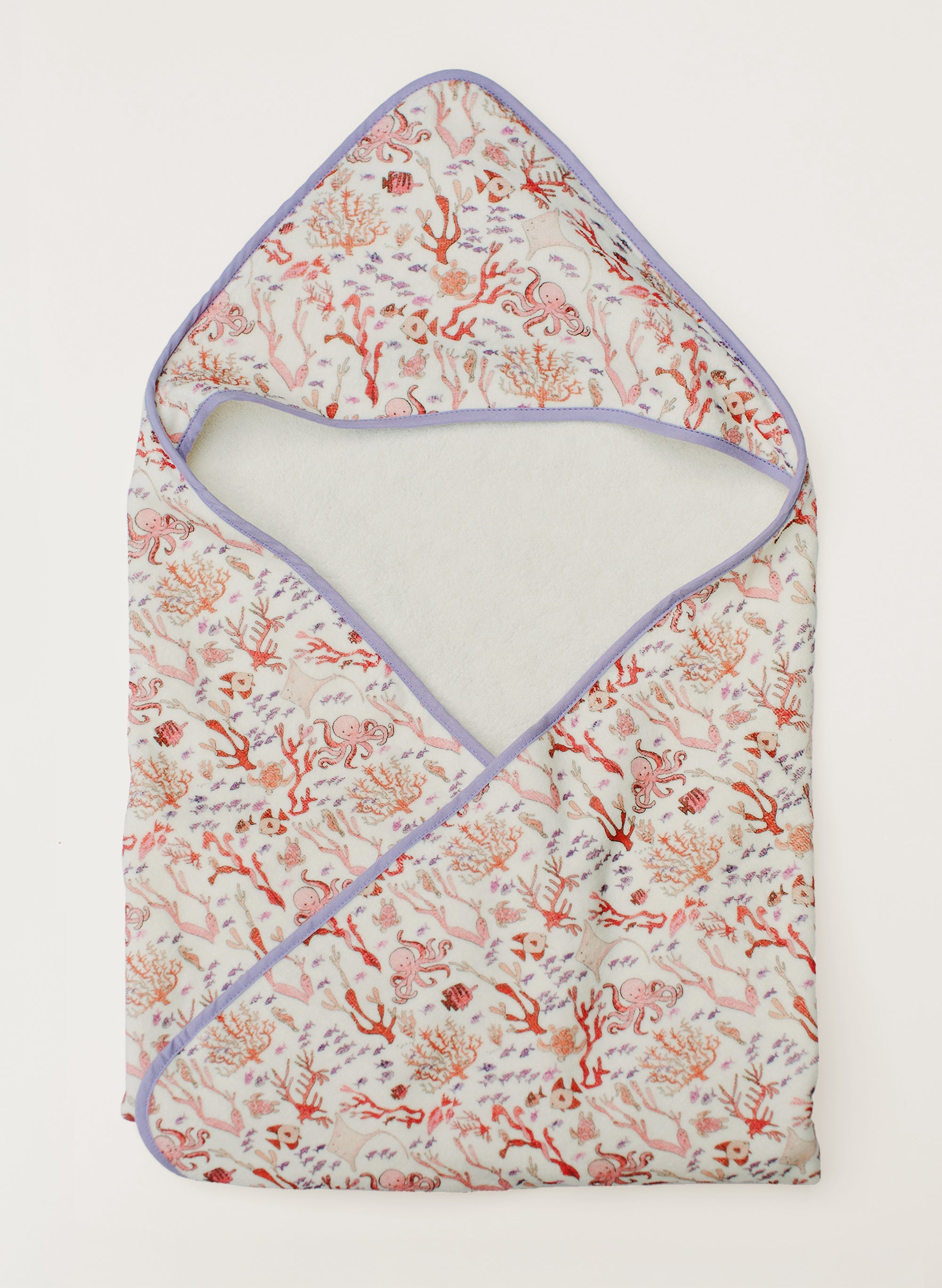 Rosy Coral Reef Hooded Bath Towel