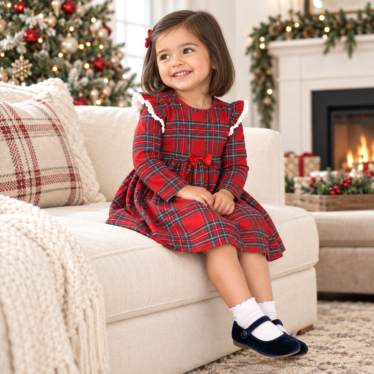 Christmas Bamboo Holiday Dress – Classic Red Tartan Plaid
