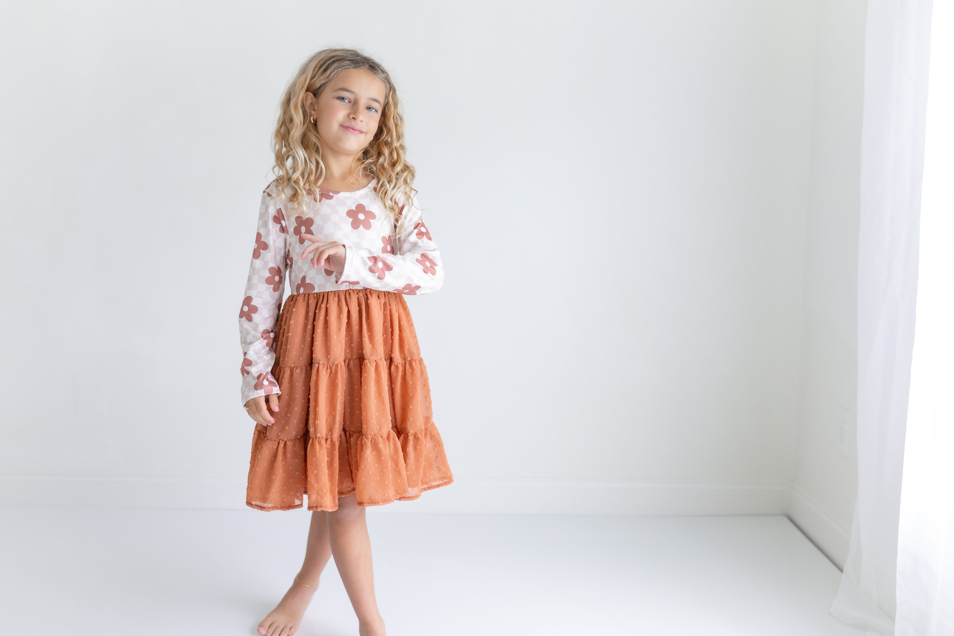 Taupe Swiss Dot Tulle Dress