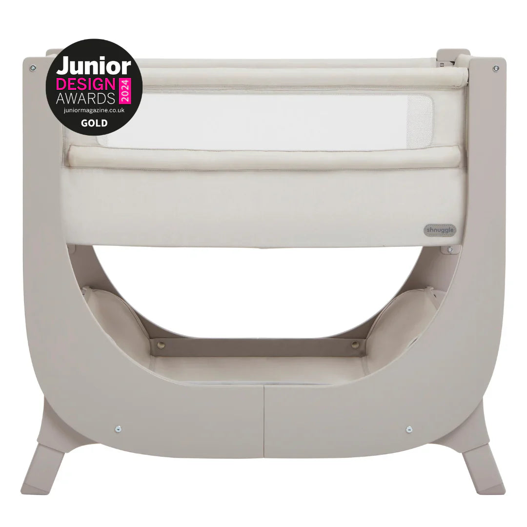 Shnuggle Air Lite Bedside Crib | Height Adjustable Baby Bed With Mattress + 1 Waterproof + 2 White Sheets