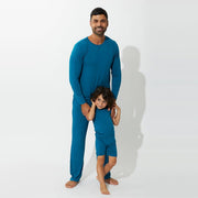 Teal Blue Bamboo Kids Pajama Short Set