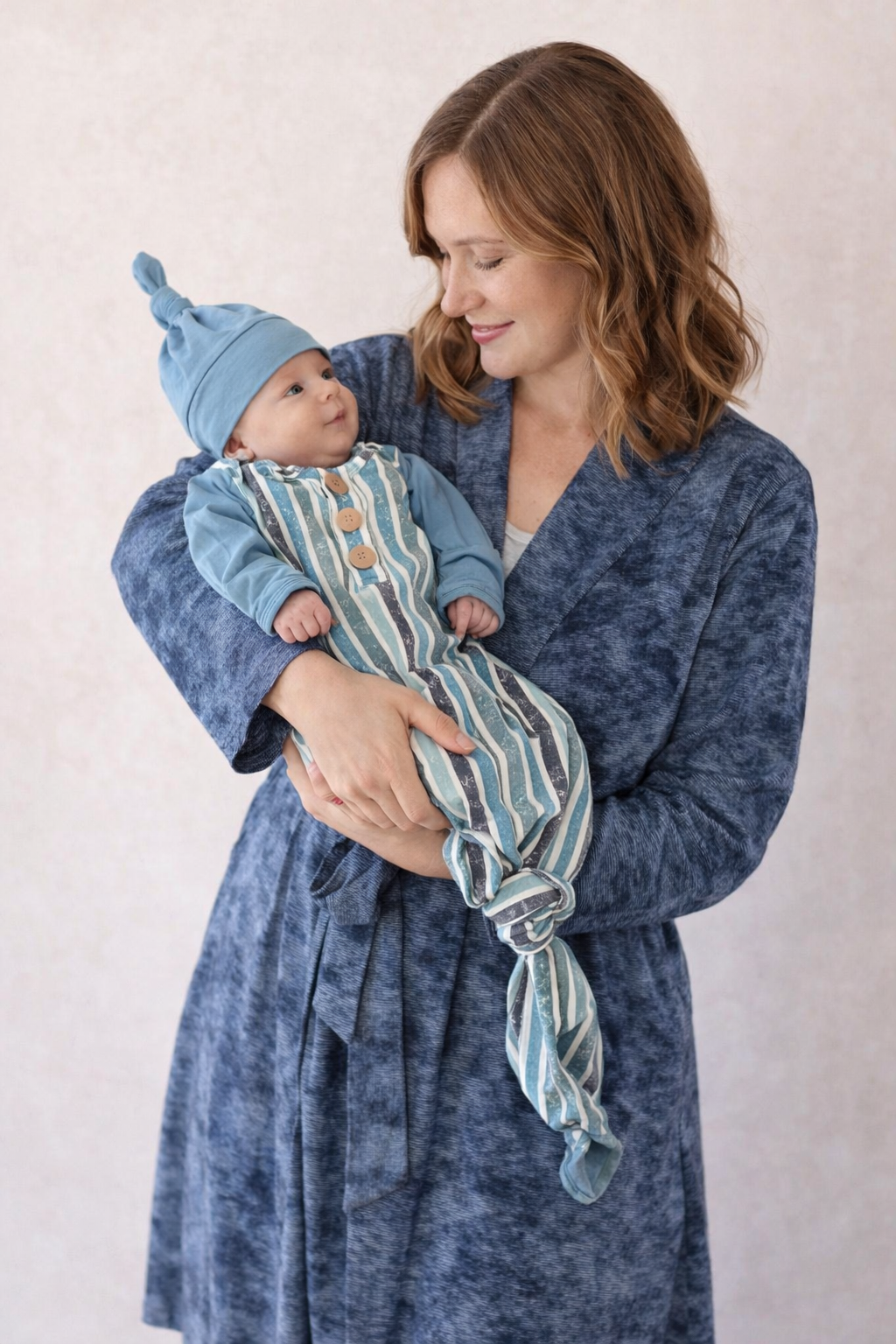 Denim Print | Bamboo Knit Mommy Robe