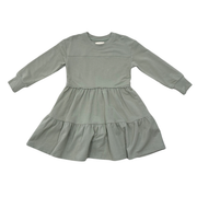 Girls Terry Sweatshirt Dress In Shadow Green