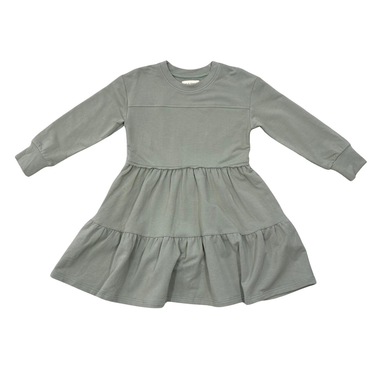 Girls Terry Sweatshirt Dress In Shadow Green