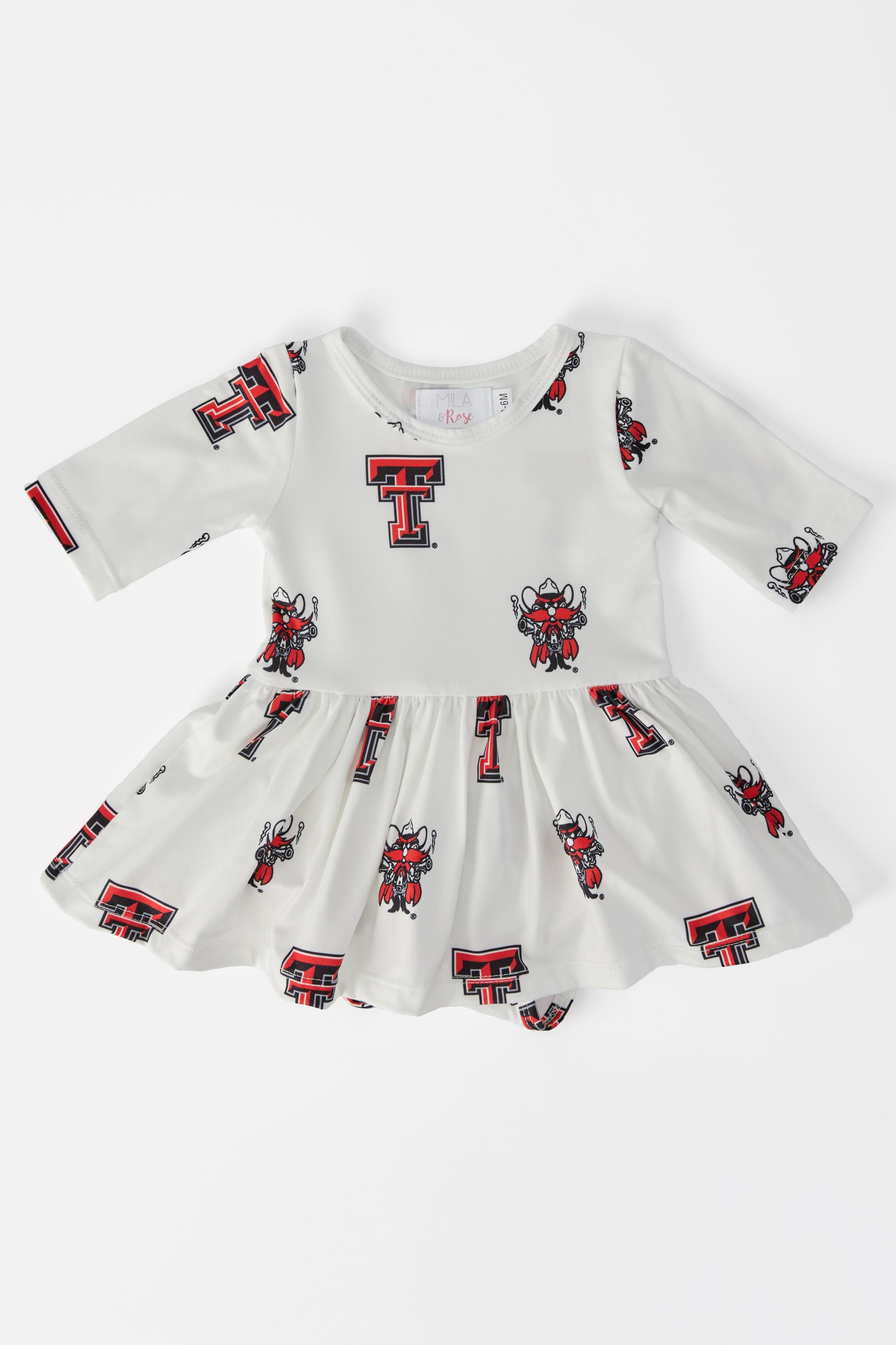 Texas Tech White Raider Red 3/4 Sleeve Twirl Bodysuit