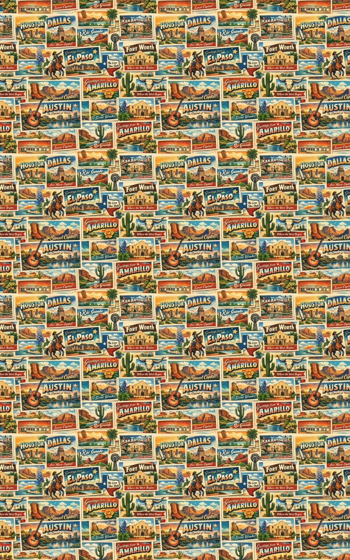 Texas Postcard Memories Wrapping Paper
