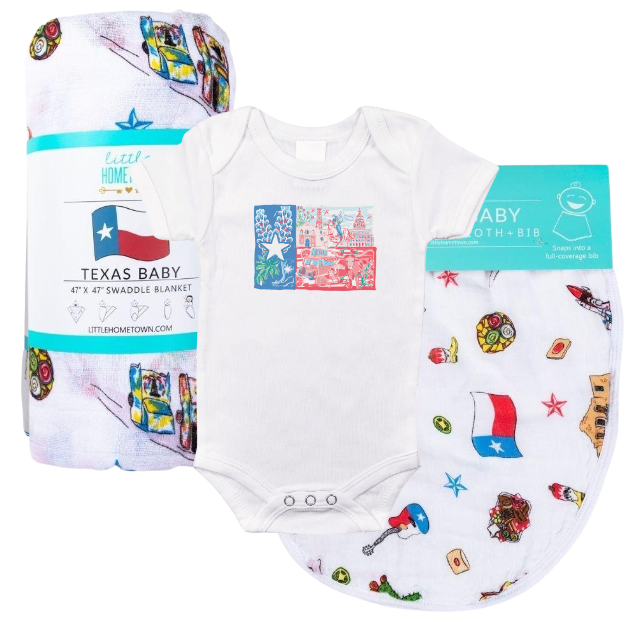 Texas Pride Newborn Gift Bundle: Swaddle, Bib & Onesie