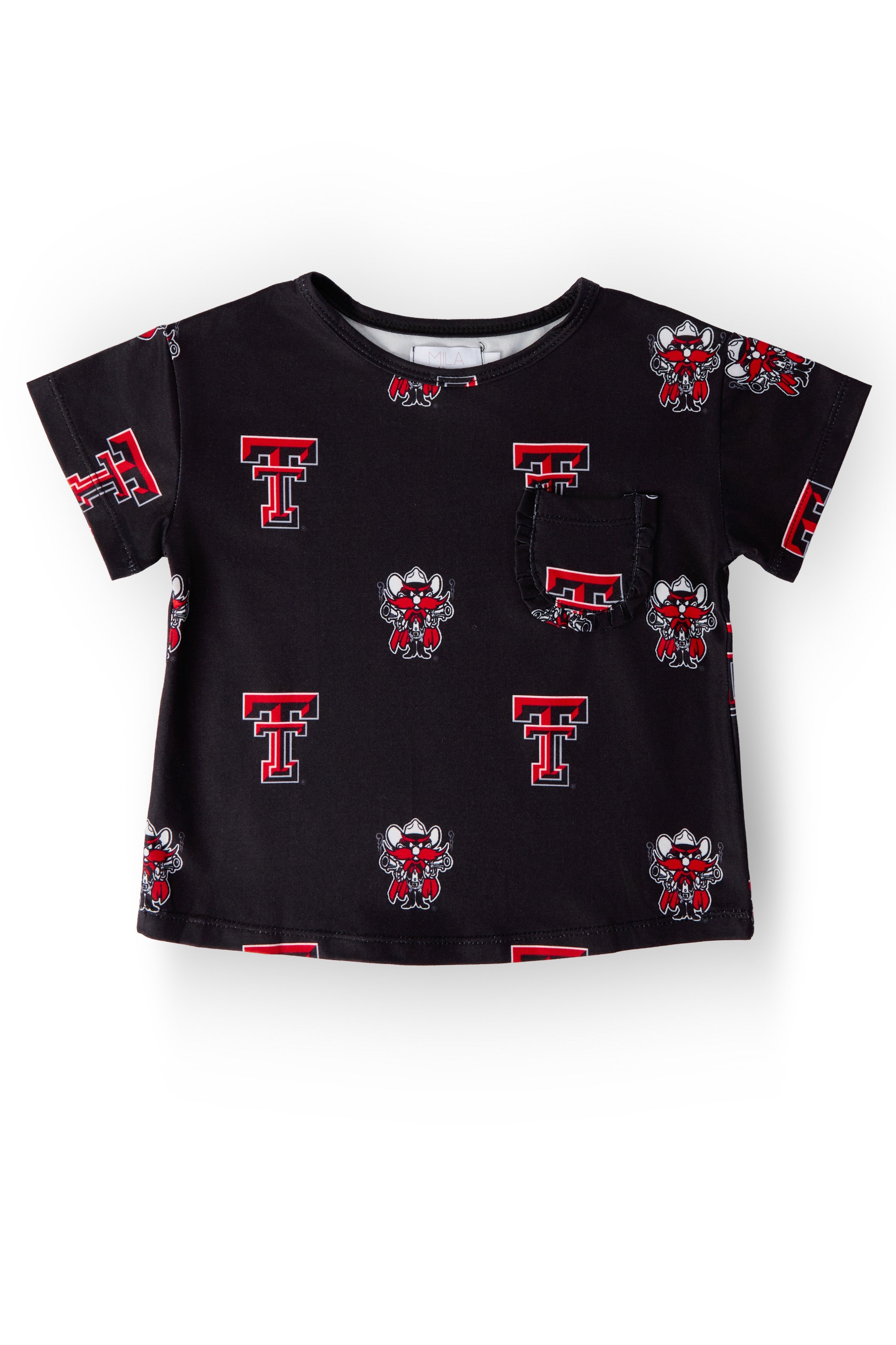 Texas Tech Black Raider Red Ruffle Pocket Tee
