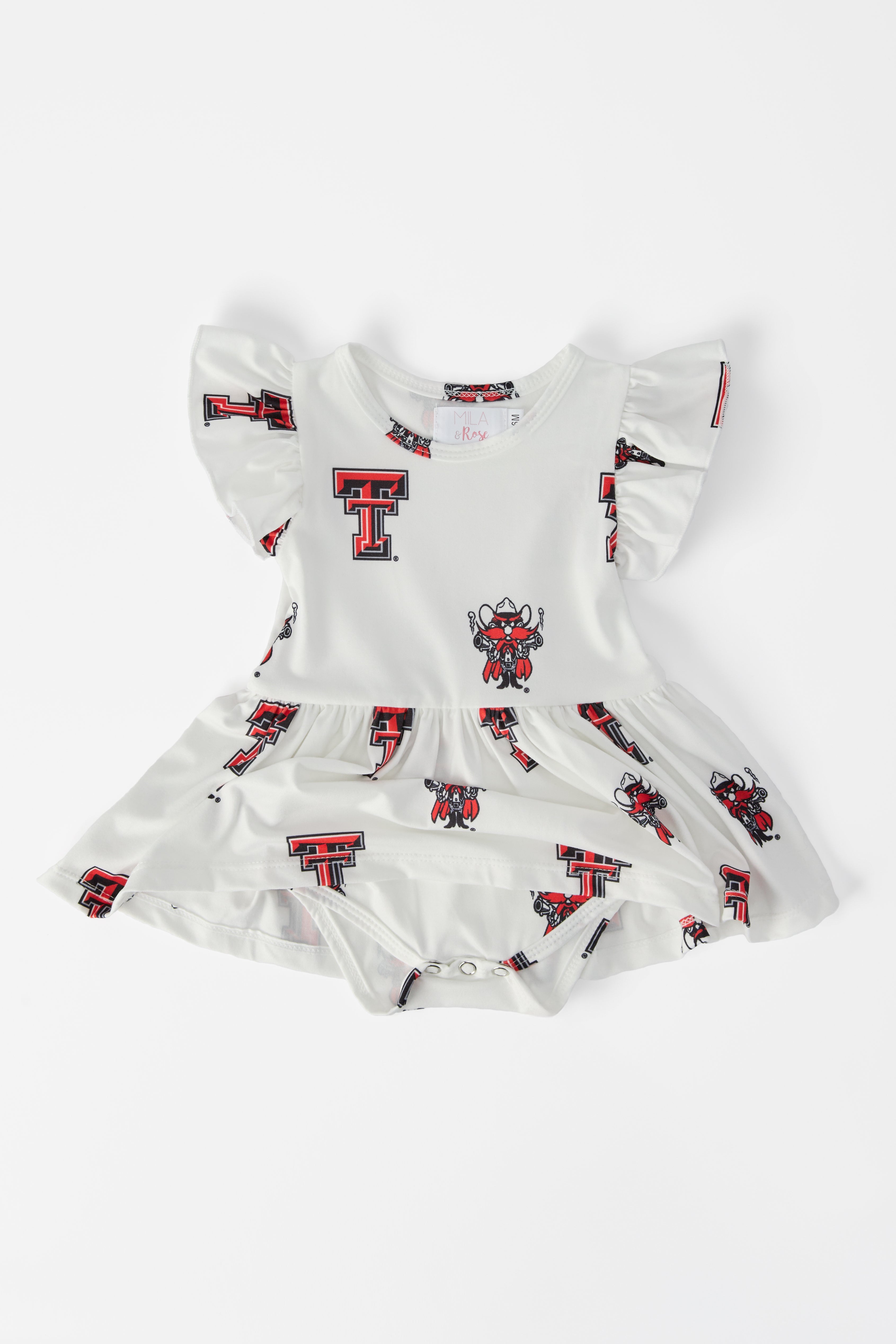 Texas Tech White Raider Red Flutter Twirl Bodysuit