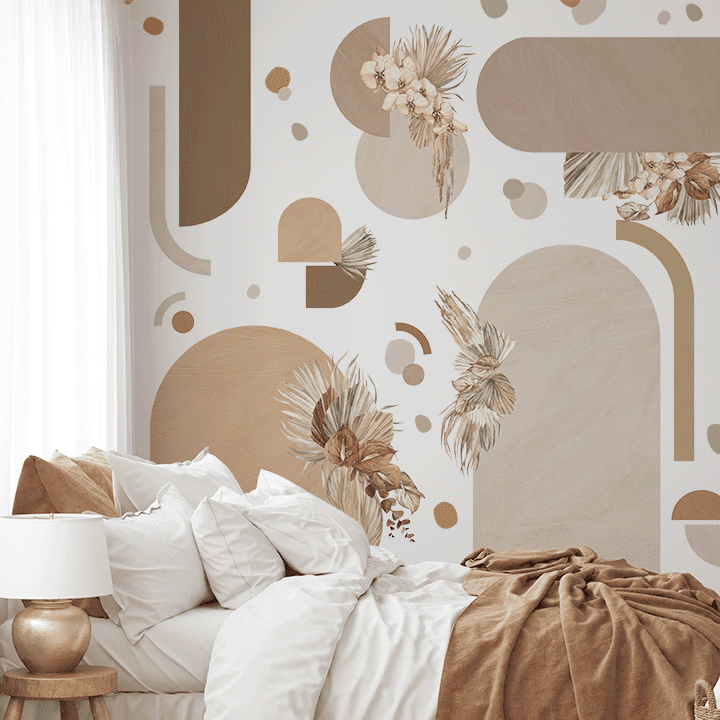 Textured Abstract Bohemian Palms Cluster Wall Decals