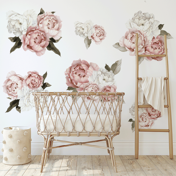 Blushing Peony Wall Decal Clusters