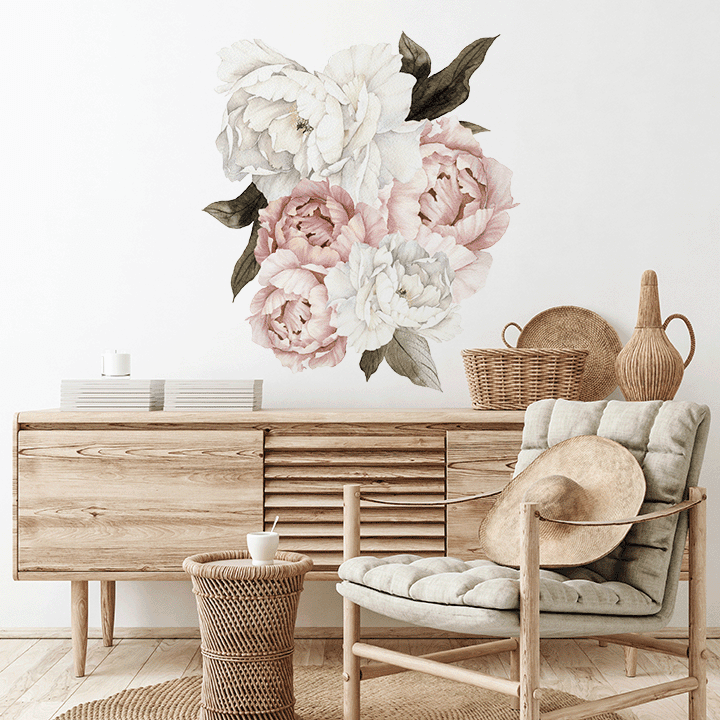Blushing Peony Wall Decal Clusters