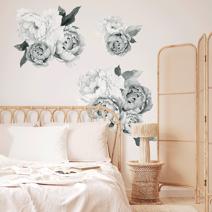 Midnight Peony Wall Decal Clusters