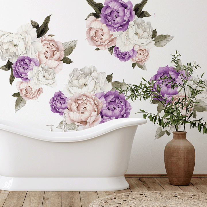 Royal Bliss Peony Wall Decal Clusters