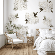 White Peony Wall Decal Clusters