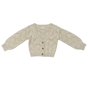 Girls Textured Sweater Cardigan In Textured Cream