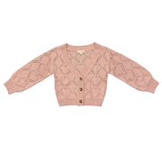 Girls Textured Sweater Cardigan In Textured Rose Cloud