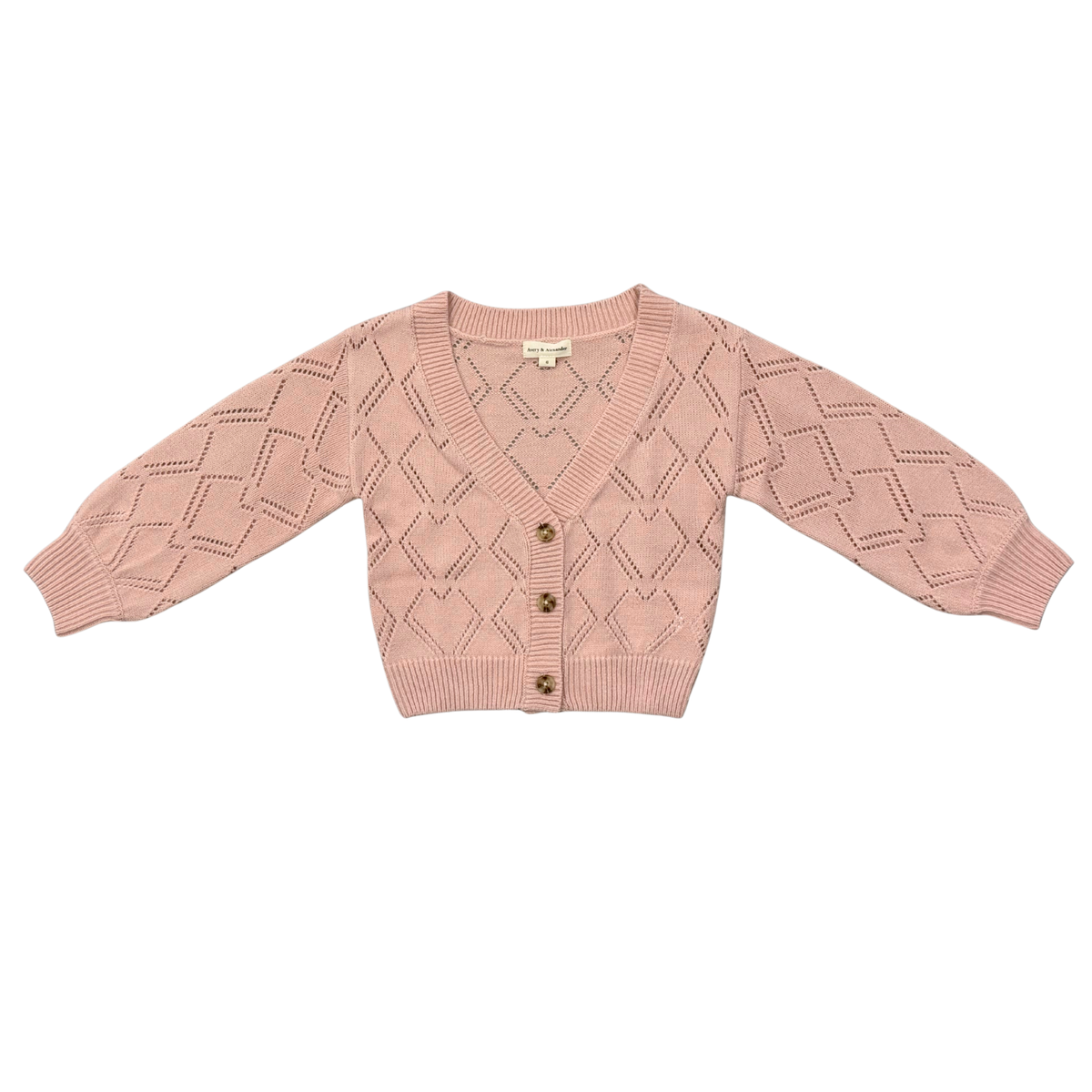 Girls Textured Sweater Cardigan In Textured Rose Cloud